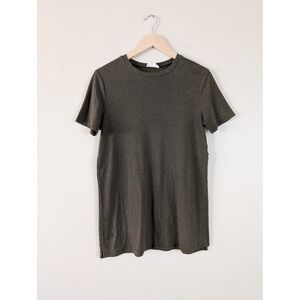 Green Ribbed Short Sleeve Slit Tunic Top Juniors M‎ Goblincore Earthy Grunge